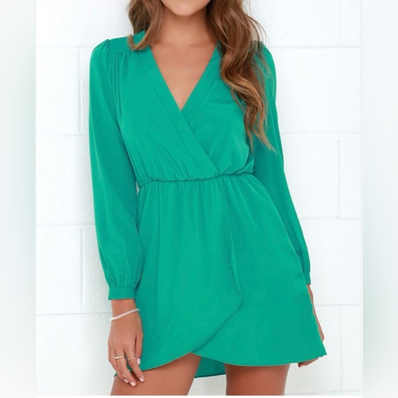 Lulus Elegant Teal Wrap Dress size Medium - Picture 1 of 8
